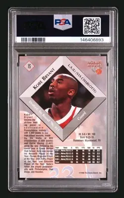 KOBE BRYANT 1996 SCORE BOARD ROOKIE CARD #15 PSA 6 EX-MT LOS ANGELES LAKERS - Image 3