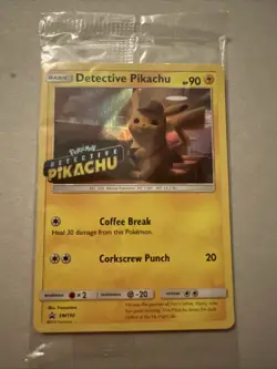 Pokemon TCG Detective Pikachu Stamped Holo Card SM190 Movie Promo Sealed Mint - Image 1