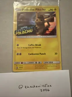 Pokemon TCG Detective Pikachu Stamped Holo Card SM190 Movie Promo Sealed Mint - Image 2