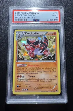 PSA 9 Krookodile Cracked Ice Holo B&W Emerging Powers 62/98 Pokemon TCG Card - Image 1