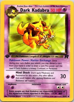Dark Kadabra 39/82 Uncommon Team Rocket Pokemon 1st Edition Near Mint - Image 1
