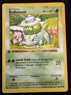 Pokemon Bulbasaur Base Set 1st Edition 44/102 Shadowless Damaged (DMG) English - Image 1