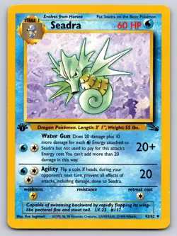 SEADRA 42/62 UNCOMMON FOSSIL POKEMON 1ST EDITION LP - Image 1