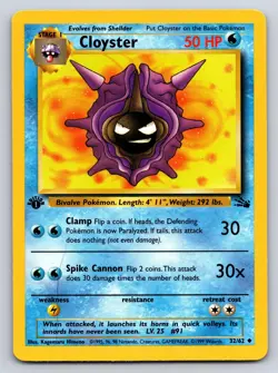 CLOYSTER 32/62 UNCOMMON FOSSIL POKEMON 1ST EDITION LP - Image 1