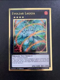 Yugioh Evolzar Laggia MGED-EN028 Premium Gold Rare 1st Edition NM - Image 1