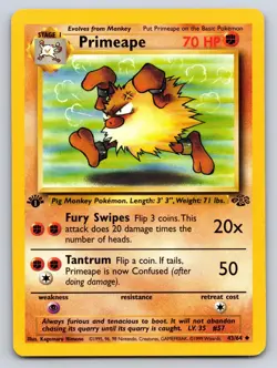 PRIMEAPE 43/64 UNCOMMON JUNGLE POKEMON 1ST EDITION LP - Image 1