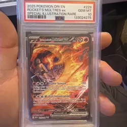 PSA 10 Team Rocket’s Moltres ex SIR #229/182 Destined Rivals Pokemon - Image 1