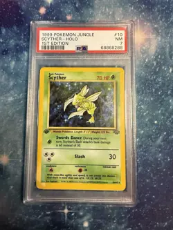 Pokemon TCG 1999 Jungle Scyther 10/64 Holo 1st Edition PSA 7 English - Image 1