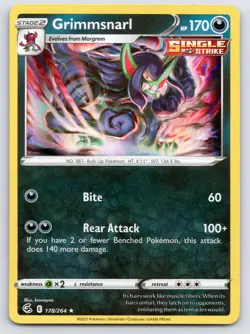Grimmsnarl 178/264 Holo Rare Fusion Strike Pokemon Near Mint - Image 1