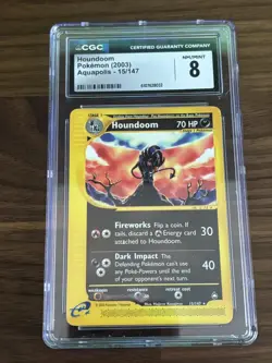 Pokemon TCG: Houndoom - 15/147 Aquapolis Non-Holo E-Reader CGC 8 - Image 1