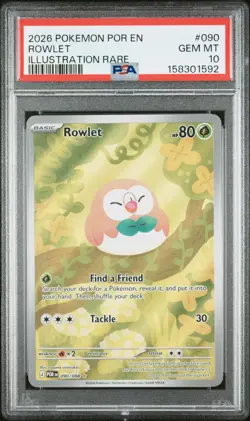 2026 Pokemon Perfect Order #090 Rowlet Illustration Rare PSA 10 - Image 1