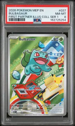 2026 Pokemon First Partner Bulbasaur #037 PSA 8 NM-MT Illustration Series 1 - Image 1