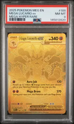 Pokemon Mega Lucario EX Mega Evolution 188/132 Mega Hyper Rare PSA 8 - Image 1