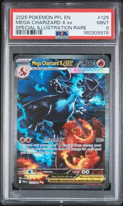 2025 POKEMON PFL EN-PHANTASMAL FLAMES #125 MEGA CHARIZARD X EX PSA 9 - Image 1