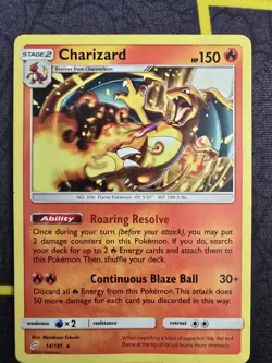 Pokemon TCG Charizard 14/181 Sun & Moon Team Up Non-Holo Rare Card MP #14/181 - Image 1