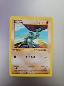 Pokemon TCG Machop Base Set Shadowless 1st Edition Common Card 52/102 WOTC LP - Image 1