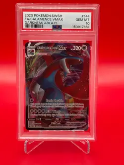 2020 Pokemon Sword and Shield Darkness Ablaze Full Art Salamence VMAX PSA 10 - Image 1