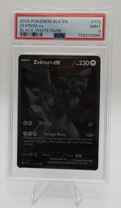 Pokemon Zekrom EX Rare Card 172/086 Black/White, English, Black Bolt, PSA 9 - Image 1
