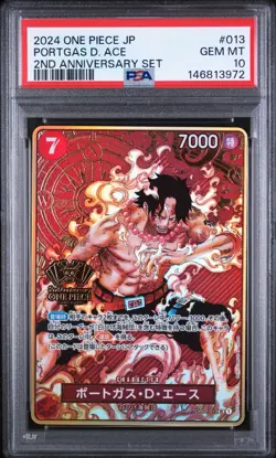 2024 ONE PIECE JAPANESE 2ND ANNIVERSARY SET #013 PORTGAS D. ACE PSA 10 - Image 1