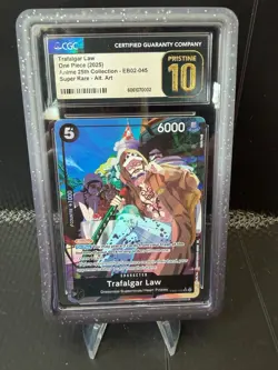 CGC Pristine 10 Trafalgar Law EB02-045 Alt Art Super Rare Anime 25th One Piece - Image 1
