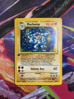 Pokemon Card TCG Machamp 1st Edition Base Set 8/102 Vintage Holo-DMG - Image 1