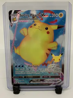 HOLO Surfing Pikachu VMAX 009/025 NM / M - Pokemon 25th Celebrations Card - Image 1