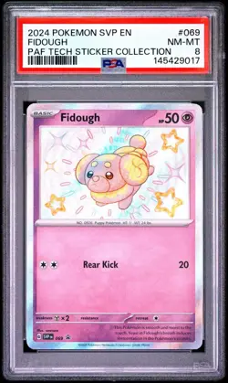 2024 Pokemon Paldean Fates Tech Sticker Collection #069 Fidough PSA 8 Card Promo - Image 1