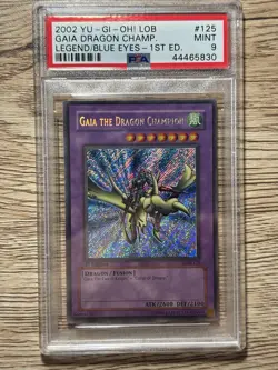 Yu-Gi-Oh Gaia the Dragon Champion 1st Edition LOB-125 Secret Rare PSA 9 - Image 1