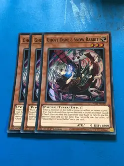 YUGIOH 3x Super Rare Ghost Ogre & Snow Rabbit RA02-EN009 1st Edition - Image 1