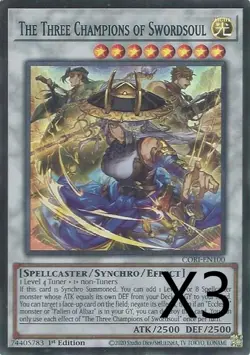 3X Yugioh The Three Champions of Swordsoul CORI-EN100 Super Rare 1st Edition NM - Image 1