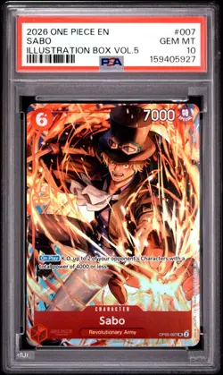 2026 ONE PIECE PROMOS ILLUSTRATION BOX VOL.5 #007 SABO PSA 10 - Image 1