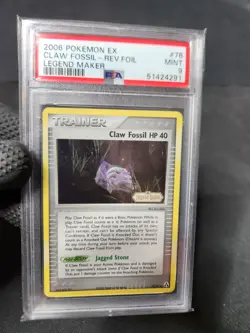 2006 Pokemon EX Legend Maker Claw Fossil Reverse Holo Foil #78 PSA 9 Grade Mint - Image 1