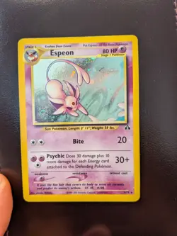 Pokemon TCG Espeon Neo Discovery Set Holo Card 1/75 LP - Image 1