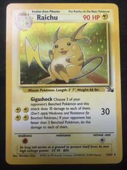 Raichu 14/62 Fossil Pokemon Holo NM- - Image 1