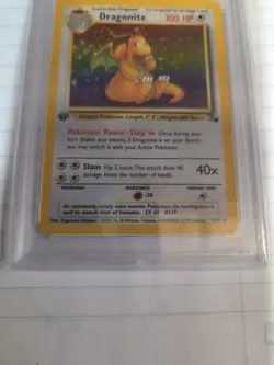1999 POKEMON FOSSIL 1ST EDITION #4 DRAGONITE-HOLO PSA 8 - Image 3