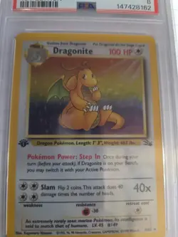 1999 POKEMON FOSSIL 1ST EDITION #4 DRAGONITE-HOLO PSA 8 - Image 4