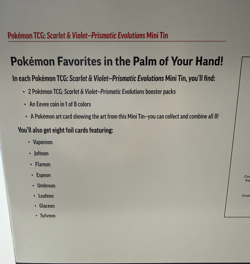 Pokemon Prismatic Evolutions 8 Mini-Tins w Promo Cards Costco - Lot Of 2. NEW - Image 3
