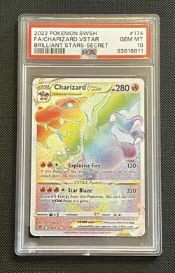 Pokemon Brilliant Stars Charizard VSTAR Rainbow Secret Rare Card 174/172 PSA 10 - Image 1