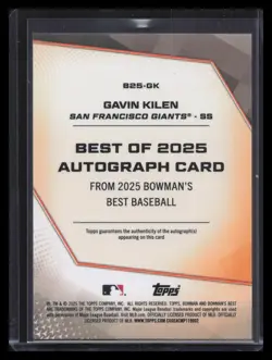 Gavin Kilen 2025 Bowman's Best #B25-GK Best of 2025 Autographs - Image 2