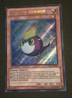 Yugioh Rainbow Kuriboh LVAL-EN004 Secret Rare 1st Edition Near Mint - Image 1