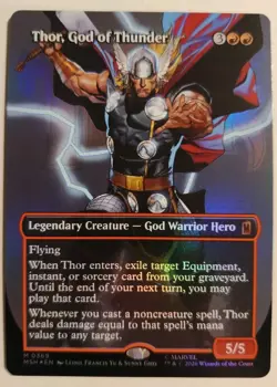 FOIL Thor, God of Thunder (Borderless) MTG Marvel Super Heroes 0369 - Image 1