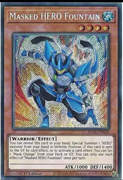 Yugioh Masked HERO Fountain BLGG-EN029 Secret Rare Foil 1st Edition English - Image 1
