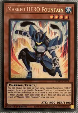 YuGiOh! Masked HERO Fountain BLGG-EN029 Secret Rare 1st Edition - Image 1