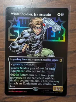 MTG FOIL Winter Soldier, Icy Assassin Borderless - Marvel Super Heroes #377 Foil - Image 1
