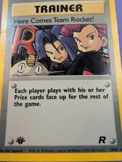 Here Comes Team Rocket 15/82 1st Edition Holo Rare Team Pokemon Trainer Card - Image 1