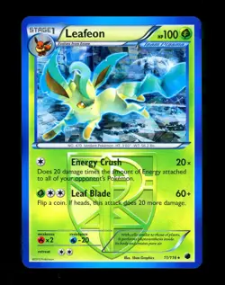 2013 Pokemon LEAFEON Plasma Freeze CRACKED ICE HOLO Black & White Card 11/116 EX - Image 2