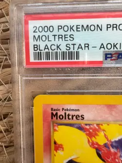 Pokemon 2000 Promo Moltres Black Star-Aoki Error #21 Rare Card PSA 9 - Image 2