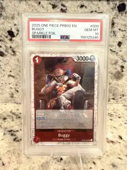 PSA 10 One Piece Prb02 Premium Booster The Best Vol.2 #008 Buggy Sparkle Foil - Image 1