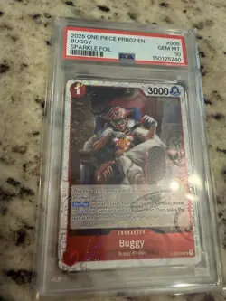 PSA 10 One Piece Prb02 Premium Booster The Best Vol.2 #008 Buggy Sparkle Foil - Image 3