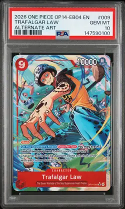 TRAFALGAR LAW 009 ALTERNATE ART ONE PIECE PSA 10 - Image 1